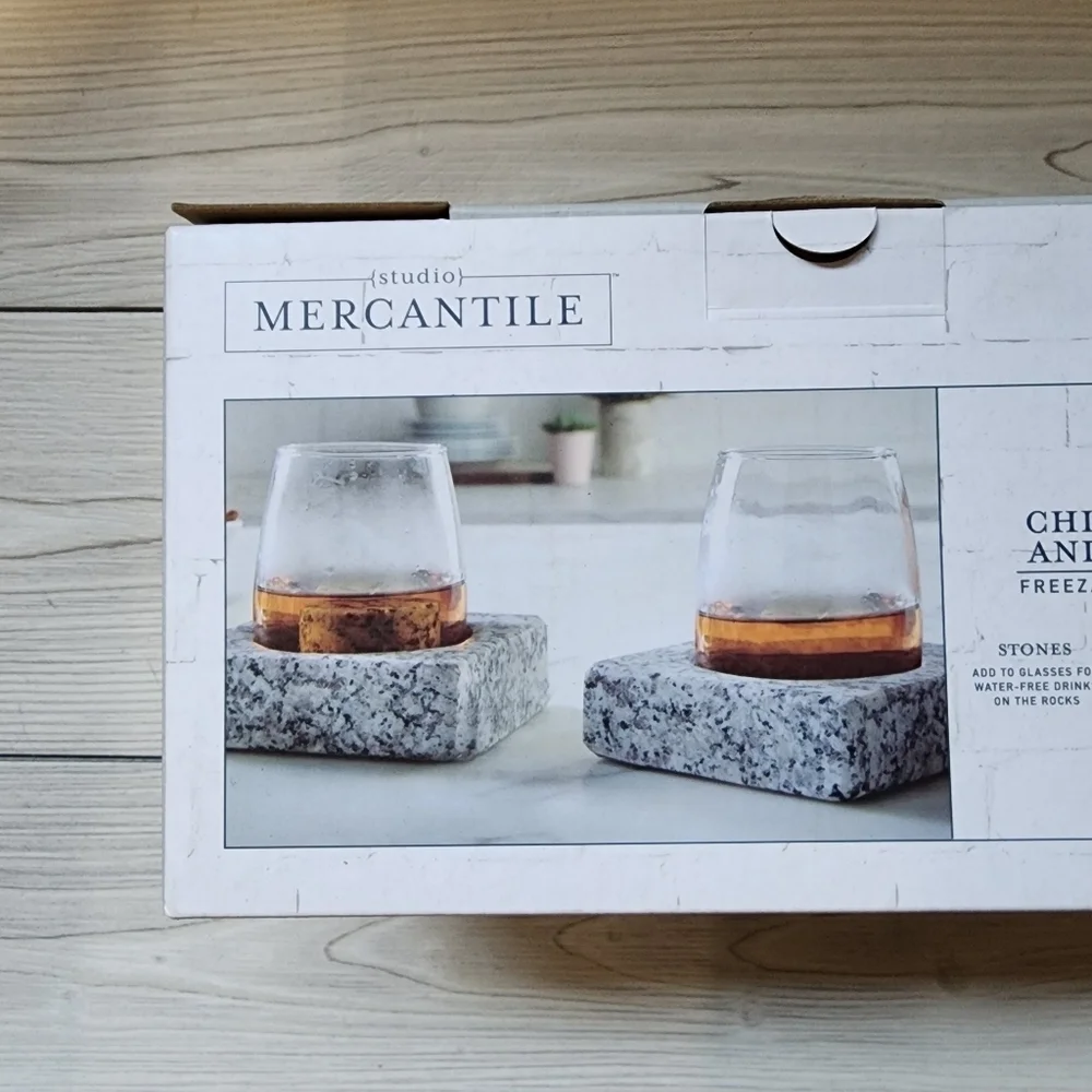 Studio Mercantile Wine Glasses Chilling Stones and Coaster Set